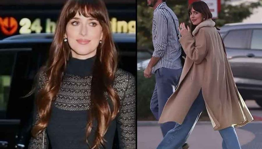 Dakota Johnson shows off engagement ring