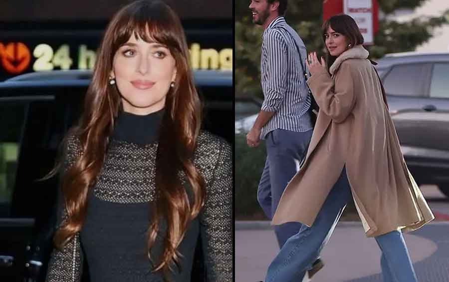 Dakota Johnson shows off engagement ring