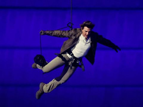 Tom Cruise Jumping Action - Paris Olympic Closing Ceremony